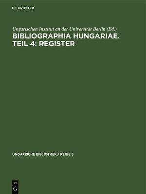 cover image of Bibliographia Hungariae. Teil 4